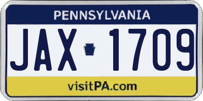 PA license plate JAX1709