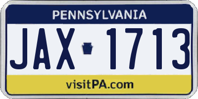 PA license plate JAX1713