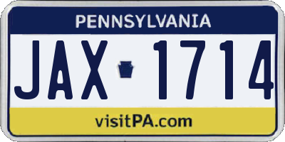 PA license plate JAX1714