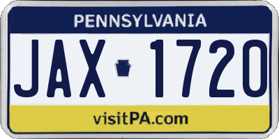 PA license plate JAX1720