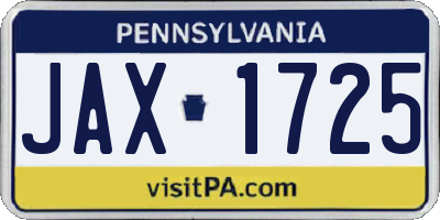 PA license plate JAX1725