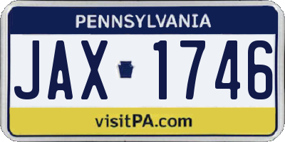 PA license plate JAX1746