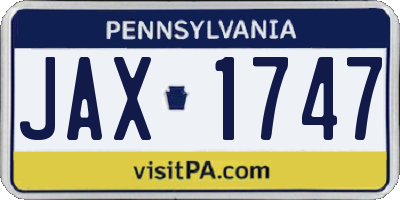 PA license plate JAX1747
