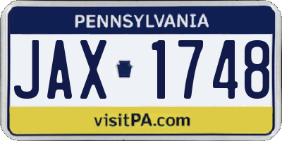 PA license plate JAX1748