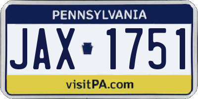 PA license plate JAX1751