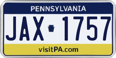 PA license plate JAX1757