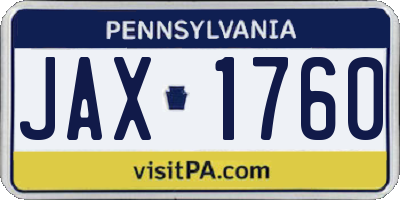 PA license plate JAX1760