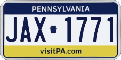 PA license plate JAX1771