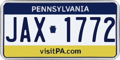 PA license plate JAX1772