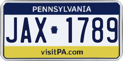 PA license plate JAX1789