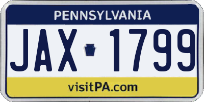 PA license plate JAX1799