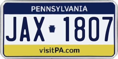 PA license plate JAX1807