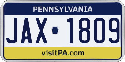 PA license plate JAX1809