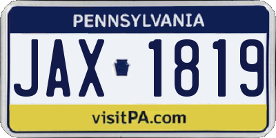 PA license plate JAX1819