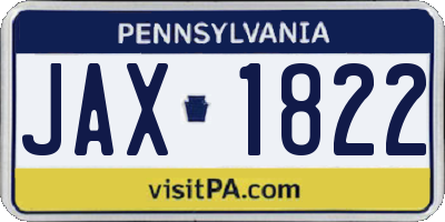 PA license plate JAX1822