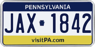 PA license plate JAX1842