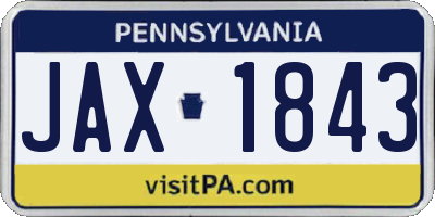PA license plate JAX1843