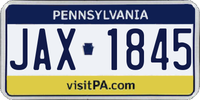 PA license plate JAX1845