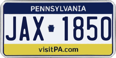 PA license plate JAX1850