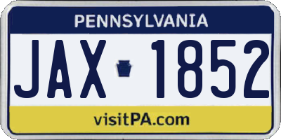 PA license plate JAX1852