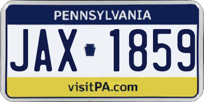 PA license plate JAX1859
