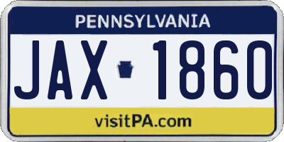 PA license plate JAX1860