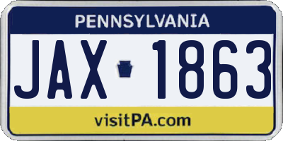 PA license plate JAX1863