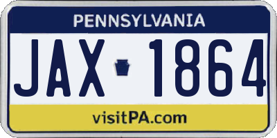 PA license plate JAX1864