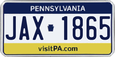 PA license plate JAX1865