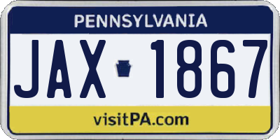 PA license plate JAX1867