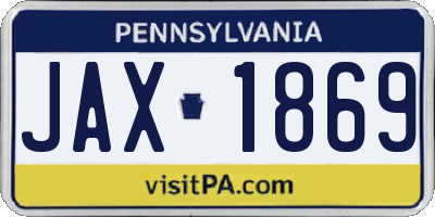 PA license plate JAX1869
