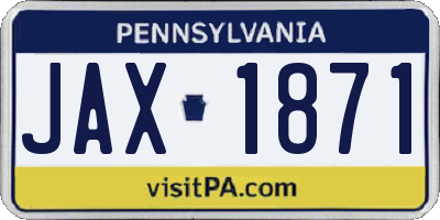 PA license plate JAX1871