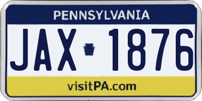 PA license plate JAX1876