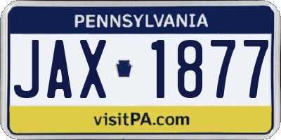 PA license plate JAX1877