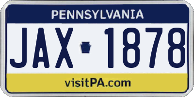 PA license plate JAX1878