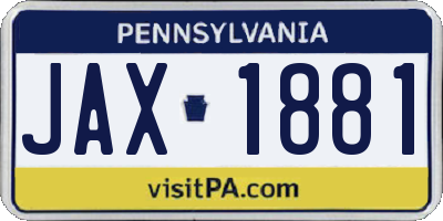 PA license plate JAX1881