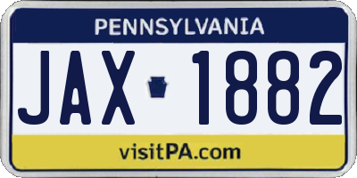PA license plate JAX1882