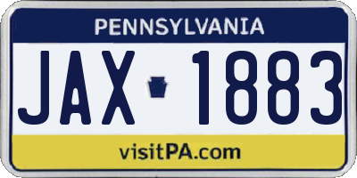 PA license plate JAX1883