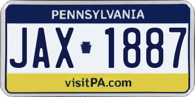 PA license plate JAX1887