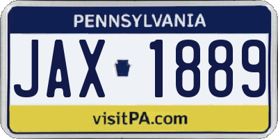 PA license plate JAX1889