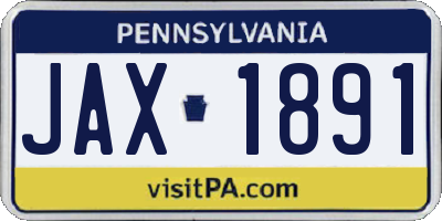 PA license plate JAX1891