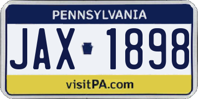 PA license plate JAX1898