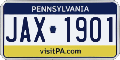PA license plate JAX1901