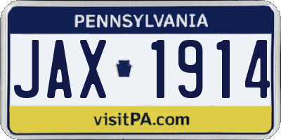 PA license plate JAX1914