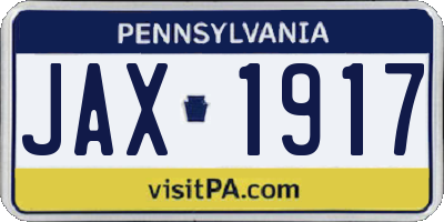 PA license plate JAX1917