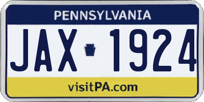PA license plate JAX1924