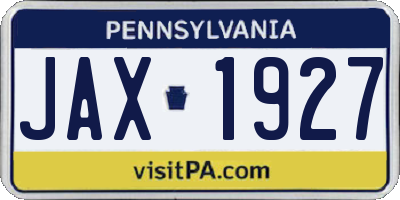 PA license plate JAX1927