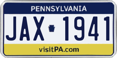 PA license plate JAX1941