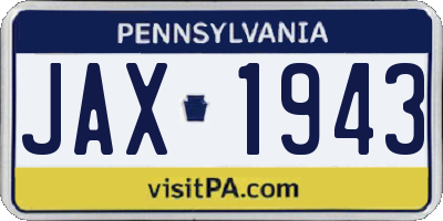 PA license plate JAX1943