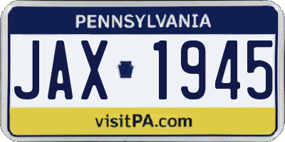 PA license plate JAX1945